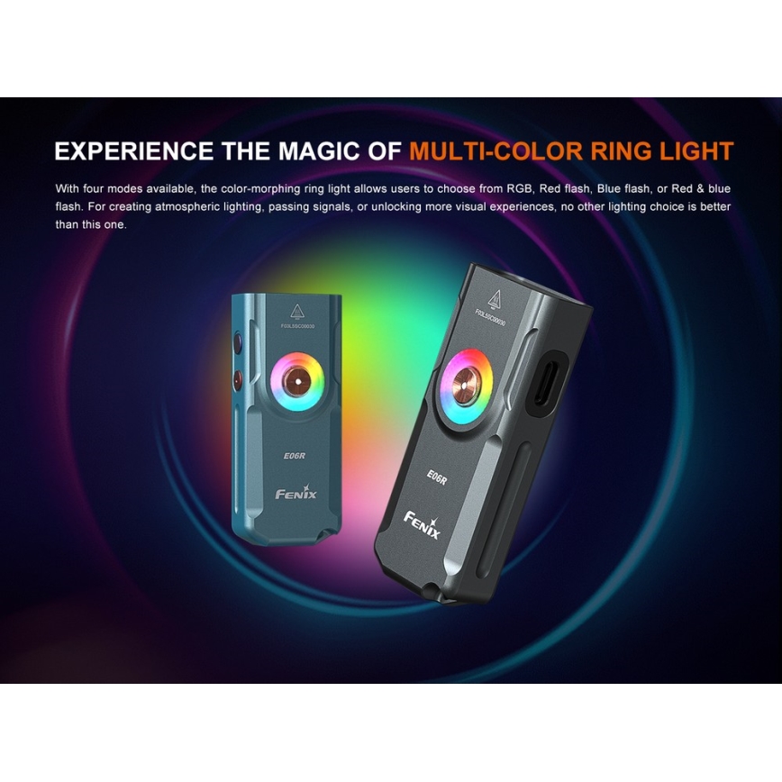 Fenix E06RGRY - LED prigušiva punjiva ručna baterijska lampa UV LED/USB IP66 700 lm 60 h 750 mAh siva