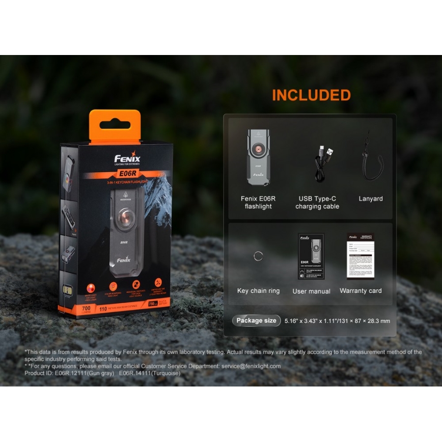 Fenix E06RGRY - LED prigušiva punjiva ručna baterijska lampa UV LED/USB IP66 700 lm 60 h 750 mAh siva