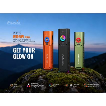Fenix E06RPROEUBLC- LED prigušiva punjiva baterijska lampa LED/USB 1650 mAh IP66 1600 lm 111 h crna