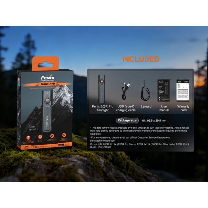 Fenix E06RPROEUBLC- LED prigušiva punjiva baterijska lampa LED/USB 1650 mAh IP66 1600 lm 111 h crna
