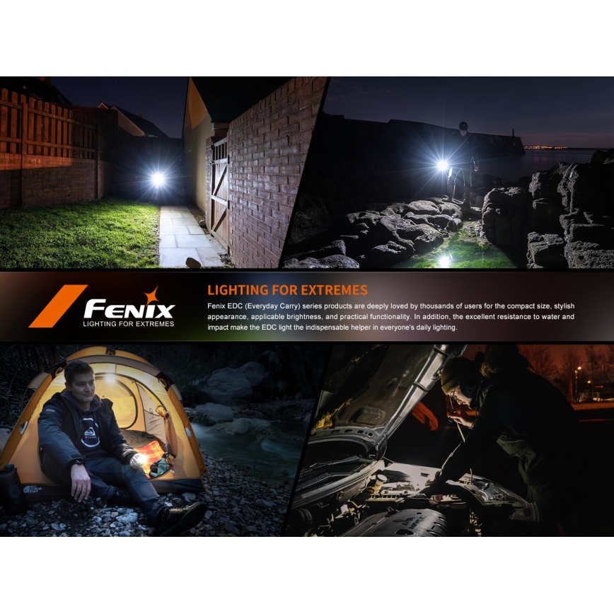 Fenix E12V30 - LED prigušiva punjiva baterijska lampa LED/1xAA 2000 mAh IP68 200 lm 100 h crna