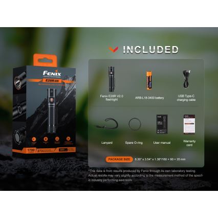 Fenix E28RV20 - prigušiva punjiva LED ručna lampa LED/USB/2xCR123A IP68 1700 lm 260 h 3400 mAh