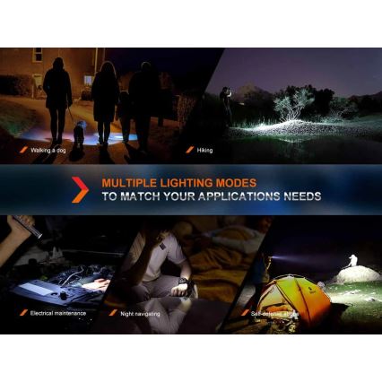 Fenix ECPBLCK - LED punjiva baterijska lampa sa powerbankom i USB, IP68, 1600 lm, 504 h, 5000 mAh, crna