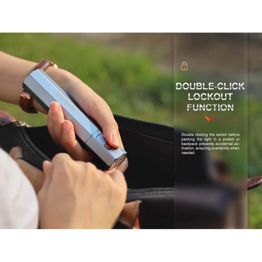 Fenix ECPBLCK - LED punjiva baterijska lampa sa powerbankom i USB, IP68, 1600 lm, 504 h, 5000 mAh, crna