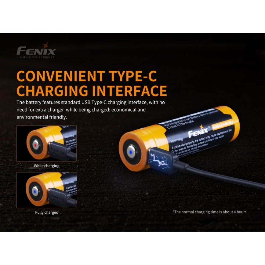 Fenix FE21700USB - 1 kom USB punjiva baterija 3,6 V 5000 mAh