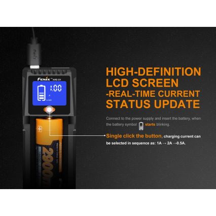 Fenix FENARED1 - Punjač za 1x Li-ion/AAA/AA/C bateriju, 5V
