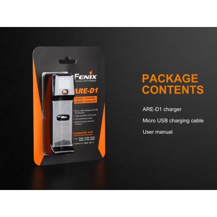Fenix FENARED1 - Punjač za 1x Li-ion/AAA/AA/C bateriju, 5V
