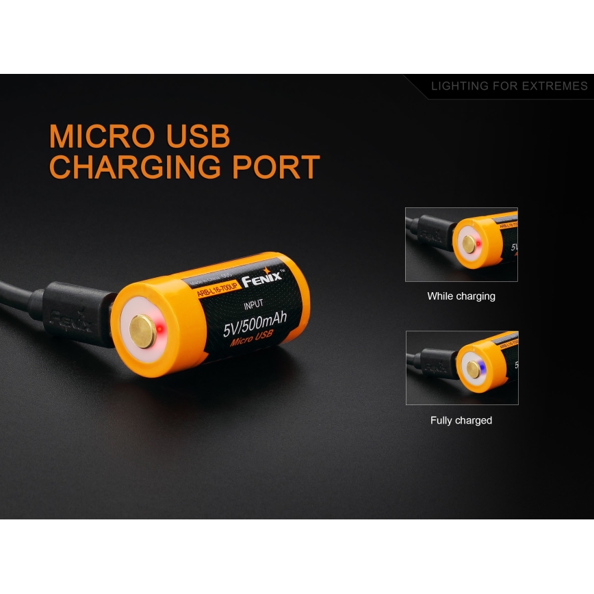 Fenix FERCR123ALIIONUP - 1 kom Punjiva Li-ion baterija USB, 3,6 V, 700 mAh
