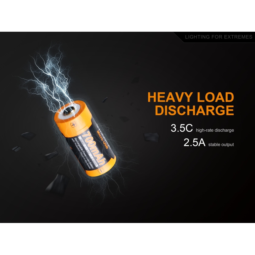 Fenix FERCR123ALIIONUP - 1 kom Punjiva Li-ion baterija USB, 3,6 V, 700 mAh