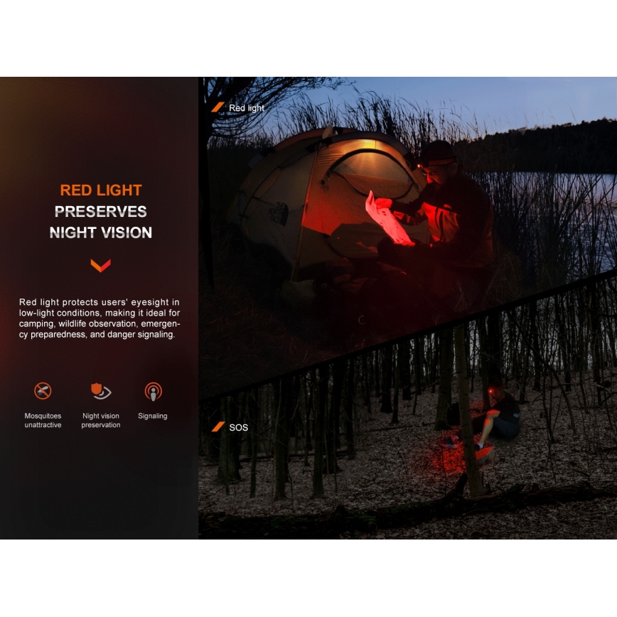 Fenix HL16V2BLK - LED čelna lampa LED/3xAAA IP66 450 lm 200 h crna/narandžasta