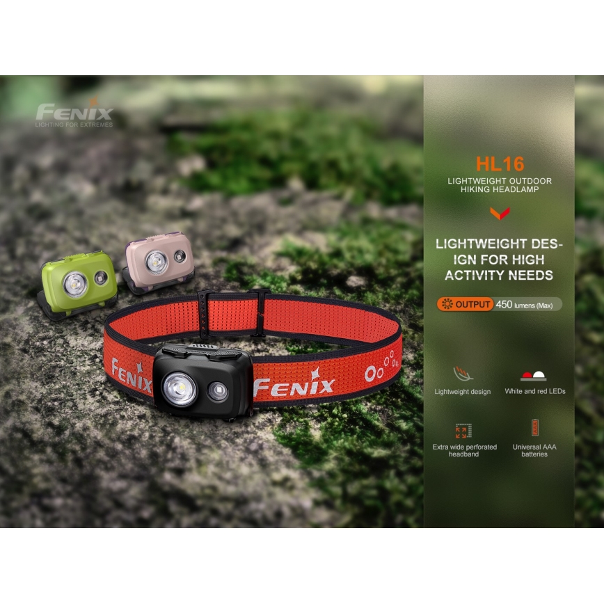 Fenix HL16V2PIN - LED čeona lampa LED/3xAAA IP66 450 lm 200 h, ružičasta