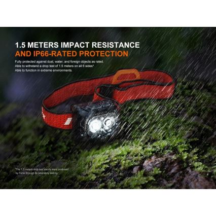 Fenix HL18RTV20BLC - LED prigušiva punjiva čelna lampa LED/USB/3xAAA IP66 800 lm 160 h 1900 mAh crna/narandžasta