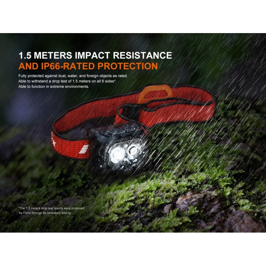 Fenix HL18RTV20BLC - LED prigušiva punjiva čelna lampa LED/USB/3xAAA IP66 800 lm 160 h 1900 mAh crna/narandžasta
