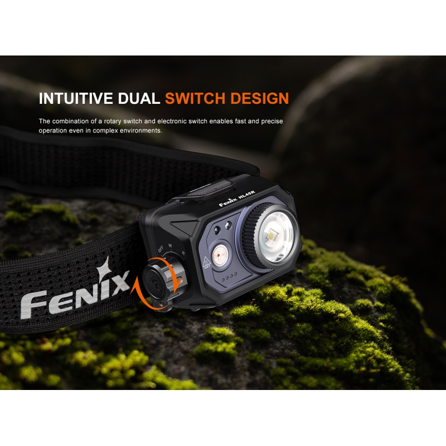 Fenix HL45R - LED prigušiva punjiva fokusirajuća čelna lampa LED/USB IP66 1000 lm 240 h crna