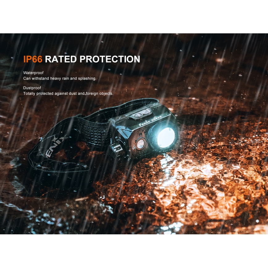 Fenix HL45R - LED prigušiva punjiva fokusirajuća čelna lampa LED/USB IP66 1000 lm 240 h crna