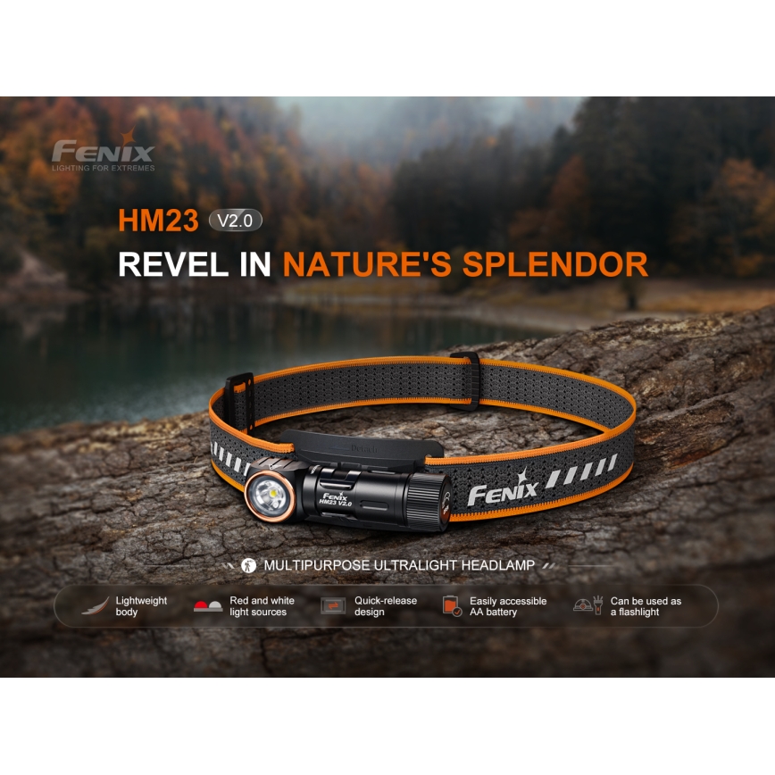 Fenix HM23V20 - prigušiva LED čeona lampa LED/1xAA IP68 300 lm 100 h