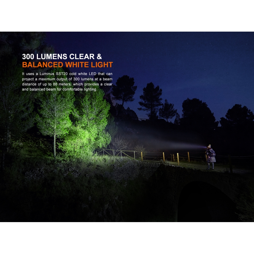 Fenix HM23V20 - prigušiva LED čeona lampa LED/1xAA IP68 300 lm 100 h