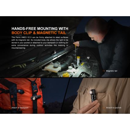 Fenix HM23V20 - prigušiva LED čeona lampa LED/1xAA IP68 300 lm 100 h