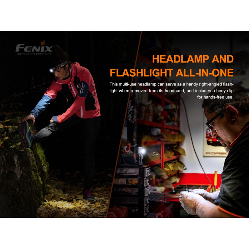 Fenix HM50RV20 - Punjiva LED čelna lampa 3xLED/USB/1xCR123A IP68 700 lm 120 h 700 mAh