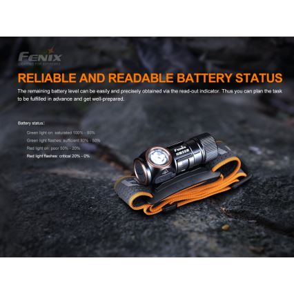 Fenix HM50RV20 - Punjiva LED čelna lampa 3xLED/USB/1xCR123A IP68 700 lm 120 h 700 mAh