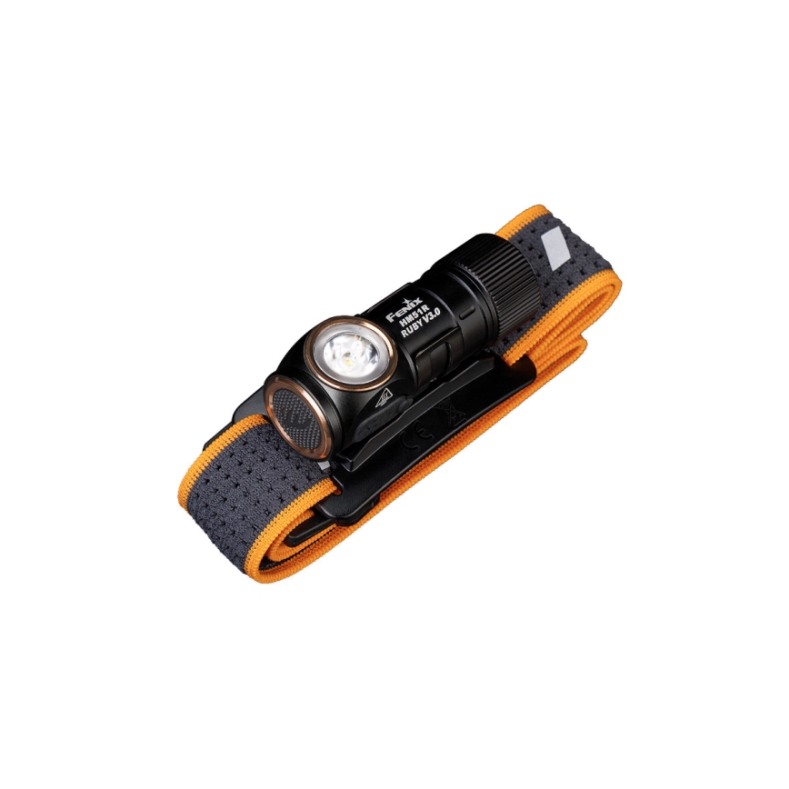 Fenix HM51RV30 - prigušiva, punjiva LED čelna lampa LED/USB/1xCR123A 950 mAh IP68 860 lm 125 h narandžasta