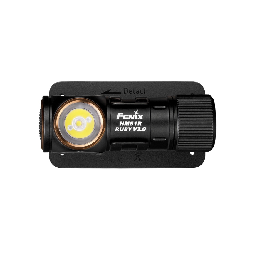 Fenix HM51RV30 - prigušiva, punjiva LED čelna lampa LED/USB/1xCR123A 950 mAh IP68 860 lm 125 h narandžasta
