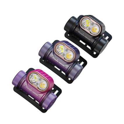 Fenix HM55RPRP - LED prigušiva punjiva čelna lampa LED/USB/1xCR123A 1600 mAh IP68 1200 lm 141,2 h ljubičasta/crna