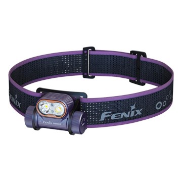 Fenix HM55RPRP - LED prigušiva punjiva čelna lampa LED/USB/1xCR123A 1600 mAh IP68 1200 lm 141,2 h ljubičasta/crna