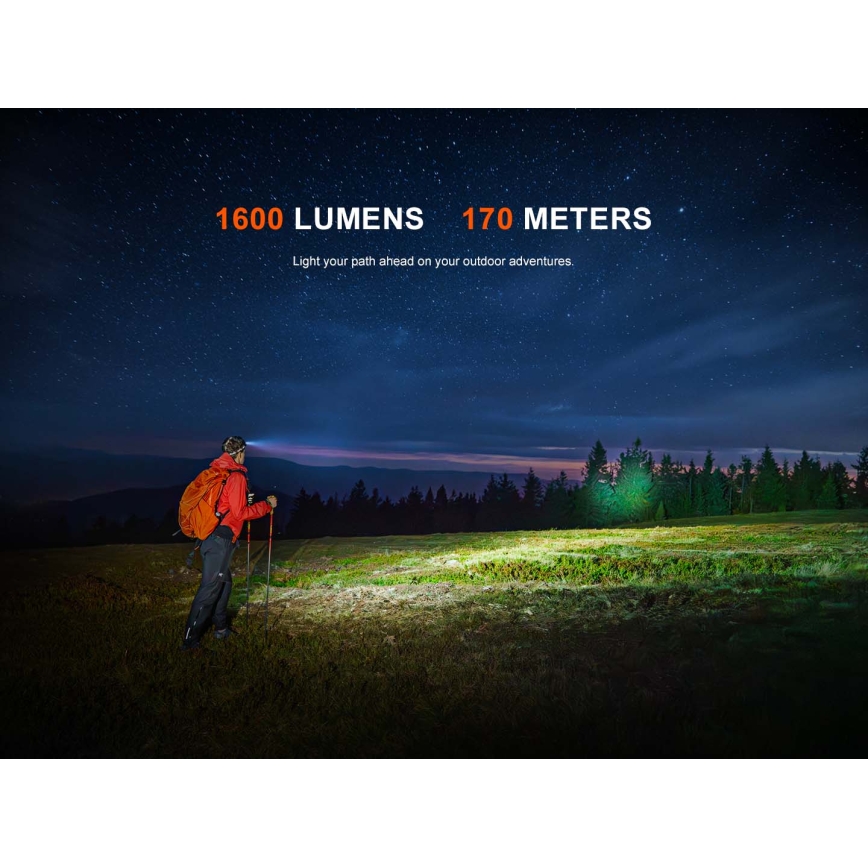 Fenix HM60RV20 - LED prigušiva punjiva čelna lampa LED/USB 4000 mAh IP68 1600 lm 292 h narandžasta