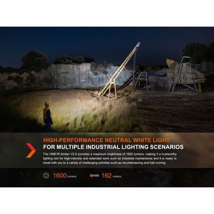 Fenix HM61RV20 - LED Punjiva čelna lampa LED/USB/2xCR123A IP68 1600 lm 300 h 3400 mAh