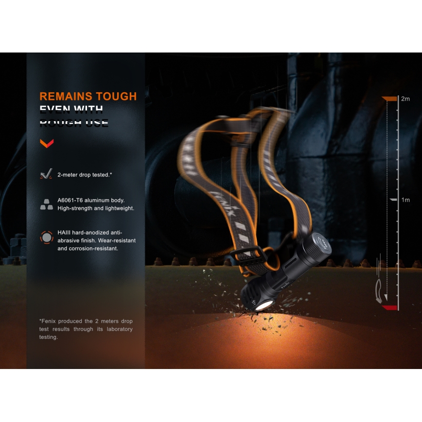 Fenix HM61RV20 - LED Punjiva čelna lampa LED/USB/2xCR123A IP68 1600 lm 300 h 3400 mAh