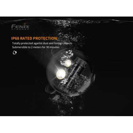 Fenix HM65R - LED punjiva čelna lampa 2xLED/USB/2xCR123A IP68 1400 lm 300 h 3400 mAh