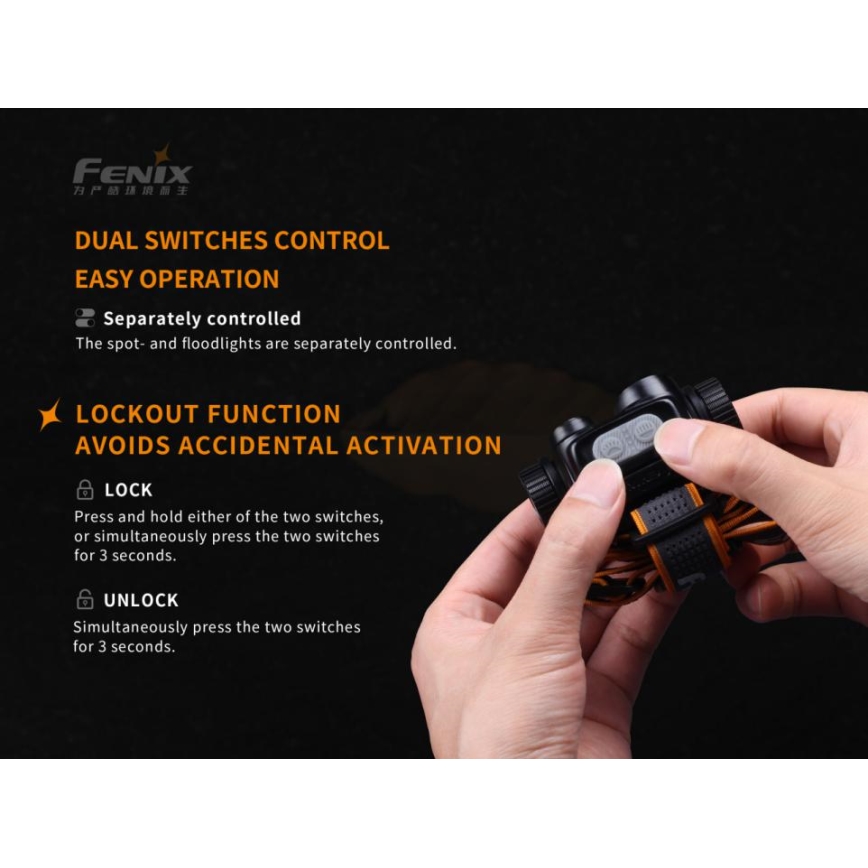 Fenix HM65R - LED punjiva čelna lampa 2xLED/USB/2xCR123A IP68 1400 lm 300 h 3400 mAh