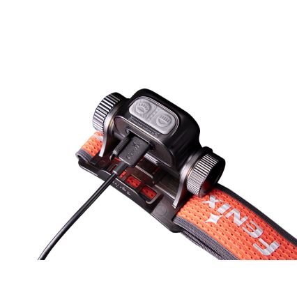 Fenix HM65RTV20BLC- prigušiva LED punjiva čelna lampa LED/USB/2xCR123A IP68 3400 mAh crna/narandžasta