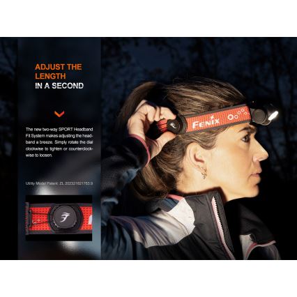 Fenix HM65RTV20PRP - Punjiva LED čelna lampa – prigušiva LED/USB/2xCR123A IP68 1600 lm 300h 3400 mAh crna/ljubičasta