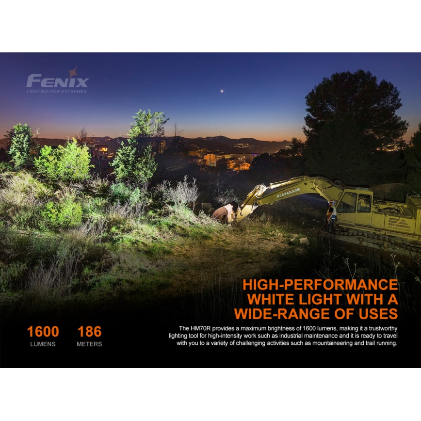Fenix HM70R - LED punjiva čelna lampa 4xLED/1x21700 IP68 1600 lm 800 h 5000 mAh