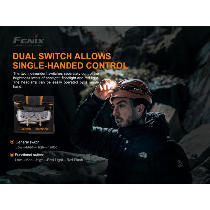 Fenix HP16R1250 - LED punjiva čeona lampa 3xLED/USB 4xAA IP66 1250 lm 600 h 3000 mAh