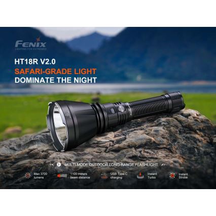 Fenix HT18RV20 - prigušiva punjiva LED baterijska lampa LED/USB 6000 mAh IP68 3700 lm 87 h crna