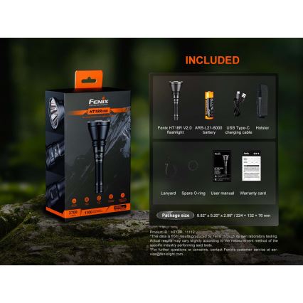 Fenix HT18RV20 - prigušiva punjiva LED baterijska lampa LED/USB 6000 mAh IP68 3700 lm 87 h crna