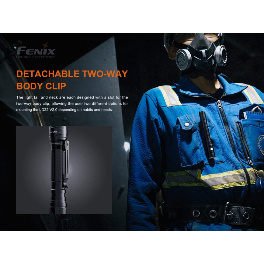 Fenix LD22V20 - Punjiva LED baterijska lampa, USB, IP66, 800 lm, 220 h rada