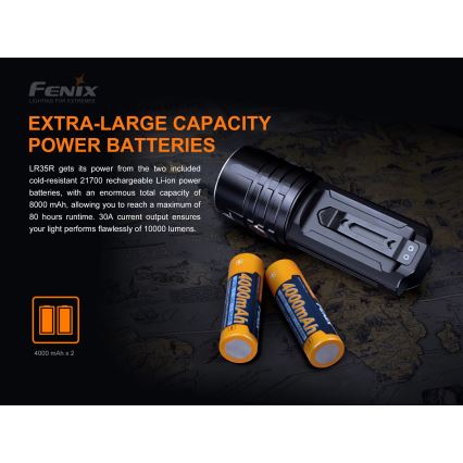 Fenix LR35R - LED punjiva baterijska lampa 6xLED/2x21700 4000 mAh IP68 10000 lm 80 h