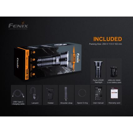 Fenix LR50R - LED punjiva baterijska lampa 4xLED/USB IP68 12000 lm 58 h