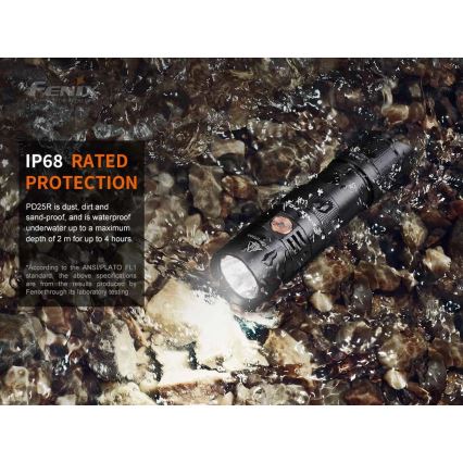 Fenix PD25R - punjiva LED baterijska lampa LED/USB/1xCR123A IP68 800 lm 70 h 700 mAh