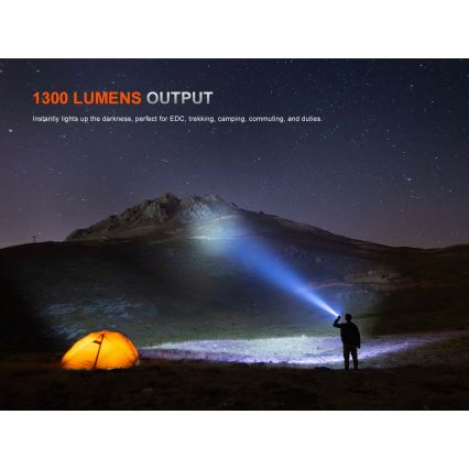 Fenix PD26RACE - LED punjiva baterijska lampa sa prigušiva LED/USB 1600 mAh IP68 1300 lm 556 h crna