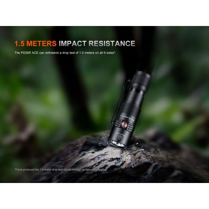 Fenix PD26RACE - LED punjiva baterijska lampa sa prigušiva LED/USB 1600 mAh IP68 1300 lm 556 h crna