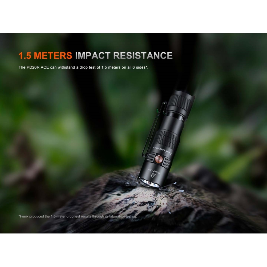 Fenix PD26RACE - LED punjiva baterijska lampa sa prigušiva LED/USB 1600 mAh IP68 1300 lm 556 h crna