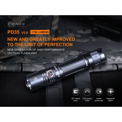 Fenix PD35V30 - LED punjiva baterijska lampa LED/USB/2xCR123A IP68 1700 lm 230 h 2600 mAh