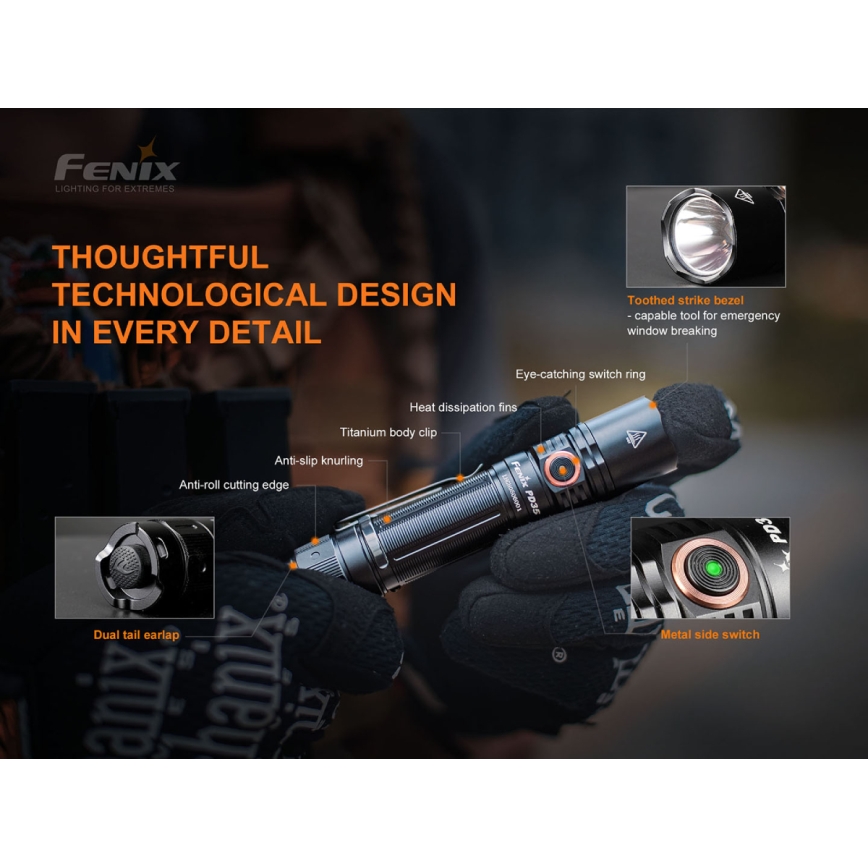Fenix PD35V30 - LED punjiva baterijska lampa LED/USB/2xCR123A IP68 1700 lm 230 h 2600 mAh