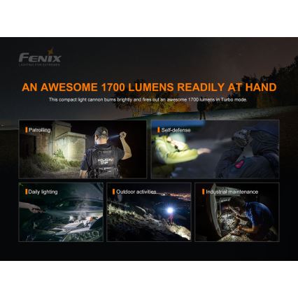 Fenix PD35V30 - LED punjiva baterijska lampa LED/USB/2xCR123A IP68 1700 lm 230 h 2600 mAh