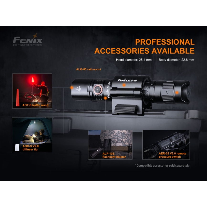 Fenix PD35V30 - LED punjiva baterijska lampa LED/USB/2xCR123A IP68 1700 lm 230 h 2600 mAh